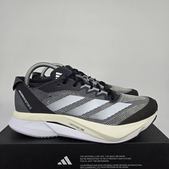 New adidas Adizero Boston 12 Core Black Cloud White Women's Running Shoes Size 9 - Picture 3 of 8